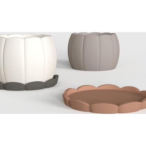 Cement Flowerpot Silicone Mold Creative Flower-shaped Design Succulent Green plants Pot Tray Combination Silicon Molds