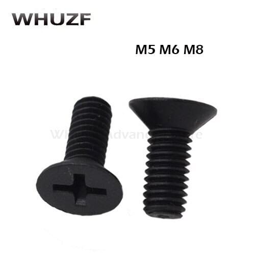 M5 M6 M8 Black Countersunk Head Plastic Screws GB819 Plastic Insulated Screws, Flat-head Nylon Cross Screws M5/6/8*10/12--40mm