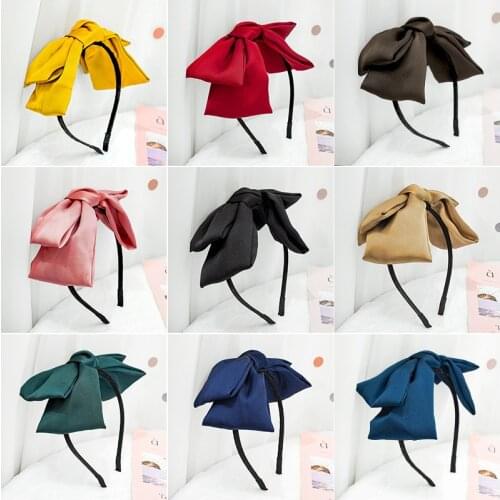 Korean New Style Big Bow Headband Japanese Simple Girls Solid Color Headdress Oversized Ins Headband Headband