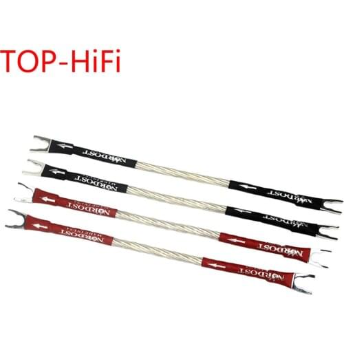 TOP-HiFi 4pcs CMC Pure Red Copper Yspade Nordost Odin 7N OFC Silver Plated Jumper Audio Cable Speaker Jumper Cables