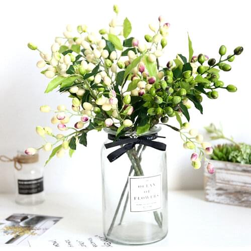 Artificial Flower Olive Fruit Branch Bouquet Greenery Flower Plant Decoration For DIY Wedding Party Home Garden Props Supply