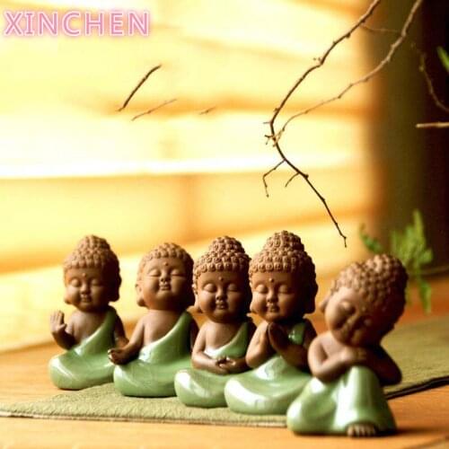 XINCHEN Ceramic Crafts Creative Home Decoration Living Room Feng Shui Ornaments Cute Little Buddha Zen Like Pots Furnishings
