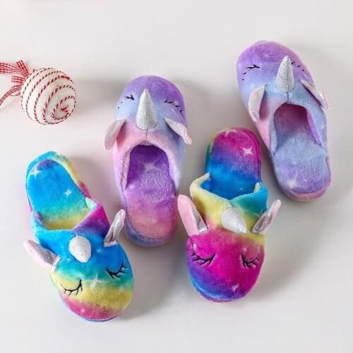 Kigurumi Unicorn Onesies Pajamas Match Slippers Baby Girls Adult Shoes Children Indoor Animal Slipper Kids Shoes