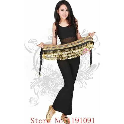Belly dance costume clothes indian dance belt waist chain hip scarf women girl dance with 248 coins,9 colors