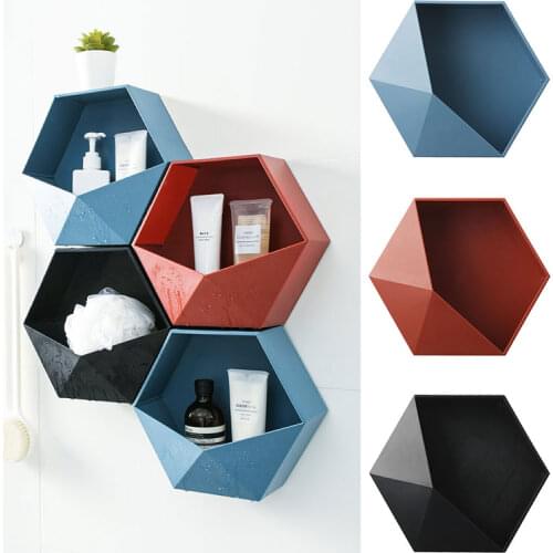 Creative Wall Hanging Rack Shelf Geometric Hexagon Storage Rack Wall Flowerpot Home Storage Wall Flowerpot DIY Decorative