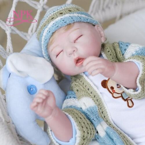 NPK 45CM Soft Body Cuddly Reborn Baby Doll Premie Boy Lifelike Real Touch Hand Detailed Paiting Collectible Handmade Doll