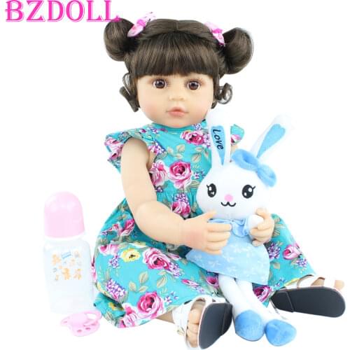 55cm and 48cm Full Silicone Reborn Baby Doll For Girl Newborn Toddler Bebe Boneca Kid Birthday Gift Popular Bath Play House Toy