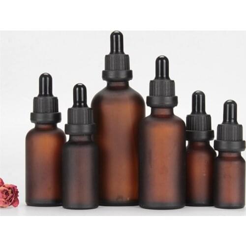 10ml 15ml 30ml 50ml Tubes Frosted Dropper Amber Glass Aromatherapy Liquid for Essential Massage Oil Pipette Refillable Bottles