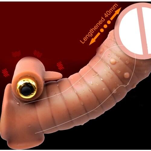 SReusable Condoms For Male Penis Enlargement Intimate Goods Thick Penis Sleeve Cock Vibrating Rings Sex Toys For Penis Extender