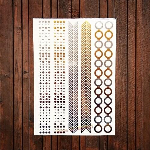 Fashion Gold Silver Tattoo Dot Circle Pattern Chains Design Waterproof Temporary Tattoo Sticker For Women Bracelet Tatoo AYH-068
