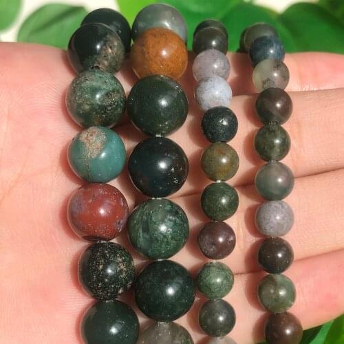 4 6 8 10 12mm 15inches Natural Stone Smooth Indian Agate Round Loose Spacer Beads for Jewelry Making Handmade Diy Necklace