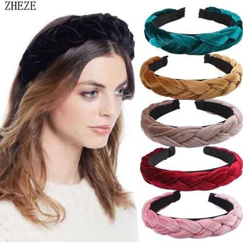 9pcs/lot NEW Fashion Trendy Wide Braided Hairband Headwear Velvet Headbands Women Flannel Hair Hoop DIY Girls Hair Accessories