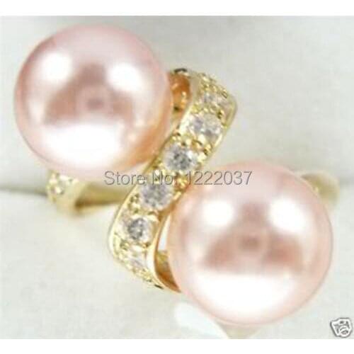 Wholesale new Pink Shell Pearl zircon ring size: 6.7.8.9