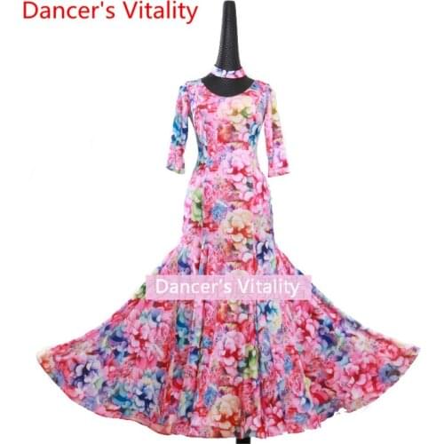 Modern dance dress women ballroom dance dress waltz dance dress adult female performance practice dance big swing dress