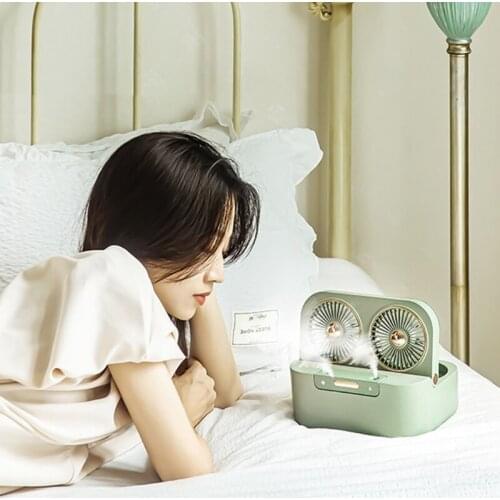 Portable Dual-head USB Air Cooling Fan Super Quiet Dual-head Desk Fan Mini Air Cooler Double Head Spray Humidifier Fan 425B