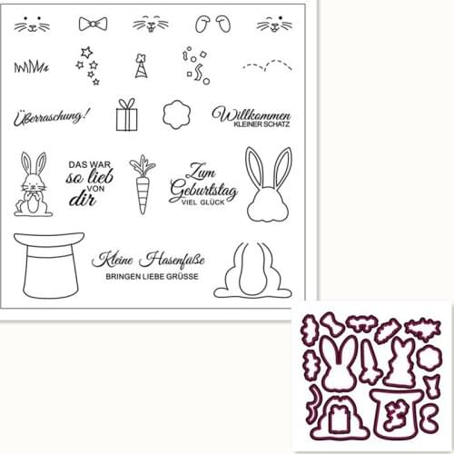 German Rabbit Text Silicone Clear Rubber Stamp Sheet Cling Scrapbooking DIY Cute Pattern Photo Album Paper Decoration