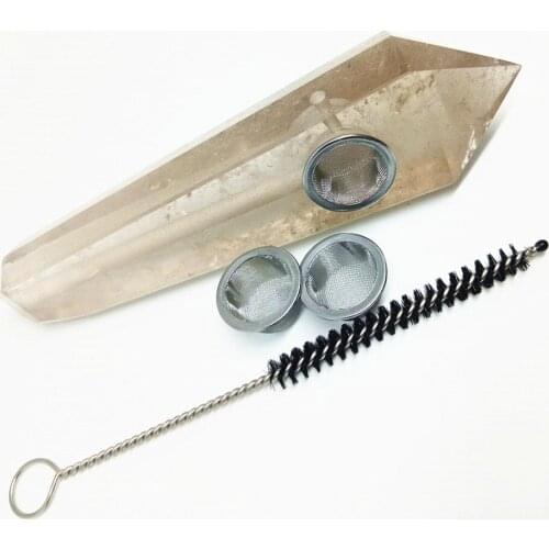 Drop shipping Natural smoke crystal wand pipe handcarft tawny quartz point tobacco pipe crystal tube healing 1pcs