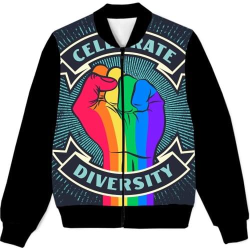 REAL American SIZE Celebrate Diversity Sublimation Print Zipper Up Jacket Plus SIze 4XL 5XL 6XL