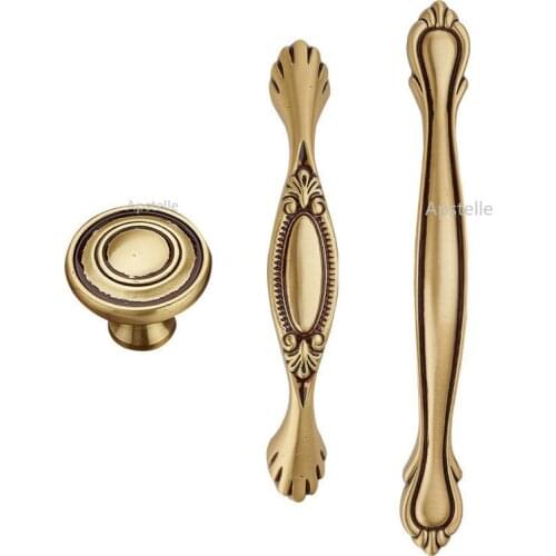 Knurled Furniture Dresser Hardware Gold Kitchen Cabinet Pull Drawer Cupboard Handles Antique Brass Sliding door Knobs