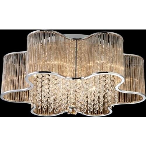 Luxury LED Glass Sticks Living Room Ceiling Light Stainless Steel Top plate Bedroom Ceiling lamp Crystals Lobby Ceiling light