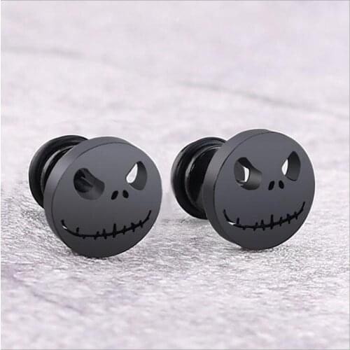 Halloween Screw-back Stud Earrings Titanium 316 L Stainless Steel Black Vacuum Plating No Easy Fade Allergy Free