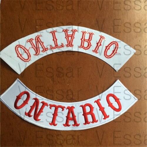 Cloth Patches ONTARIO Custom Bottom Rocker Embroidery Patches for Jacket 30X7CM