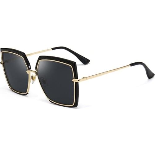 Veshion Fashion Women Square Sunglasses Luxury Brand Designer Vintage Oversize Acetate Frame Oculos Eyewear Black Gray