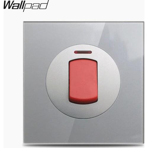 Wallpad L6 Single 45A Double Pole Water Heater AC Contidioner Switch Cooker Unit Grey Crystal Glass Panel