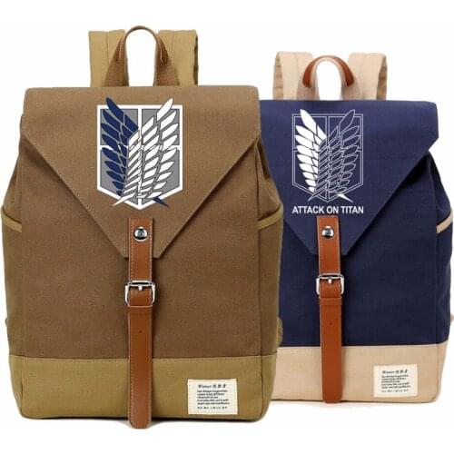 WISHOT Anime Attack on Titan casual backpack Canvas bag bookbag travel Shoulder Bag student bag Rucksacks for Teenagenrs