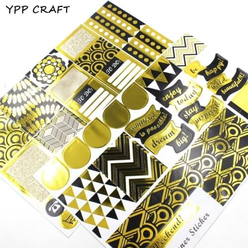 YPP CRAFT Foil Gold Vintage Planner Stickers Set for Scrapbooking Happy Planner/Card Making/Journaling Project