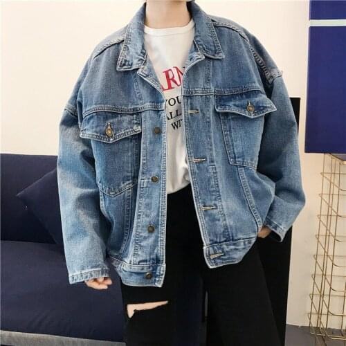 2021 Vintage Fashion Women Jacket Coat Women Solid Casual Loose Jacket Single Breasted Plus Size Jacket For Female Jeans Jacket