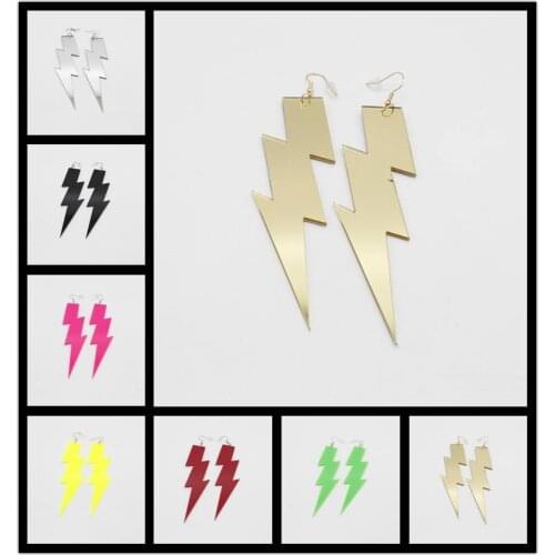 Oversized Lightning Earrings 7 Color Acrylic Lightning Pendant Earrings Punk Exaggerated Long Earrings Womens Jewelry Earrings