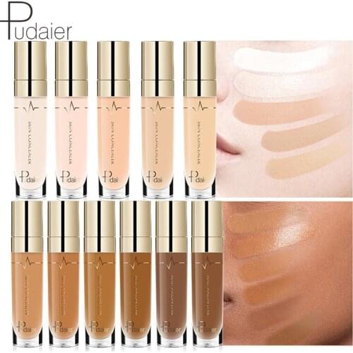 Pudaier Liquid Foundation Professional Makeup Base Oil Free Full Coverage Concealer Long Lasting Liquid Foundation Cosmetics