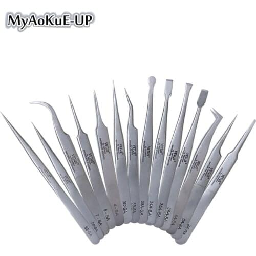1pcs Original SA Tweezers vetus 6a-sa stainless steel Anti-static superhard High Precision Tweezers for Eyelash Extensions Tools