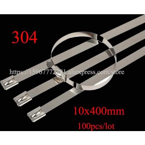 100PCS cable tie 304 self-locking stainless steel tie tape 10*400 cable metal insert tie tape plastic Marine transport Boat tie