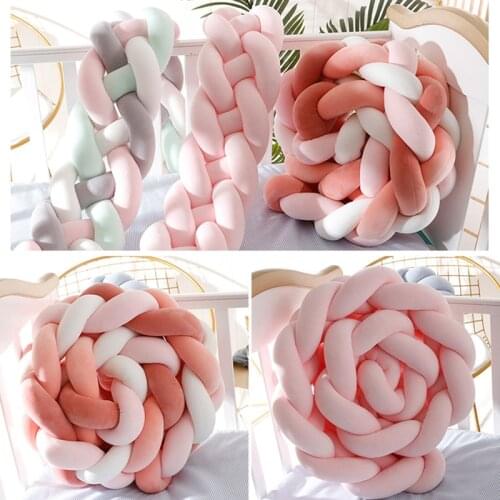 2M Baby Bed Bumper Knot Crib Long Knotted Braid Pillow 4 Strands Baby Knot Bed 2M/3M Baby Handmade Nodic Knot Newborn Bed Bumper