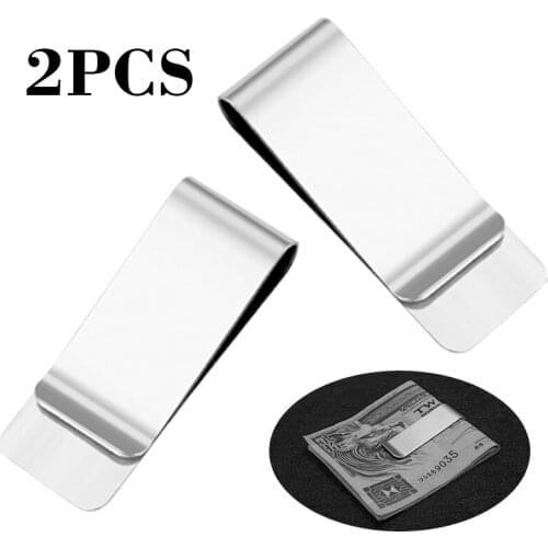 2Pcs Silver Stainless Steel Money Clip Holder Cash Gift Mens Wedding Favour Convenient To Clip The Money For Daily Using