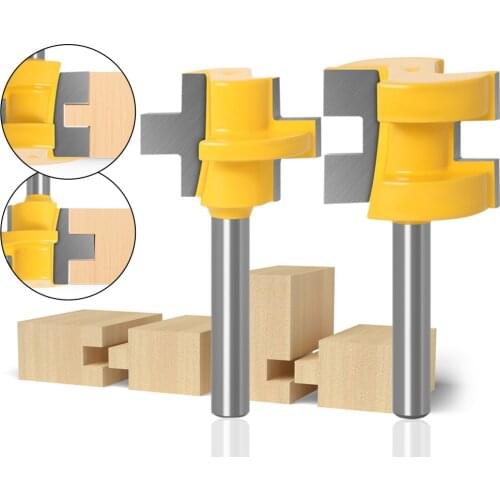 2pcs 1/4" 6mm 8mm Shank Router Bits T-Slot Square Tooth Tenon Bit Milling Cutter Carving Router Bits for Wood Woodworking Tools