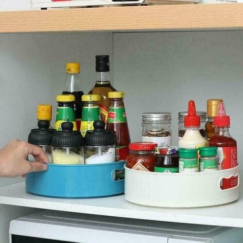 80% Hot Sales!!! 360 Degree Rotating Storage Tray Kitchen Condiment Organizer Cosmetic Container