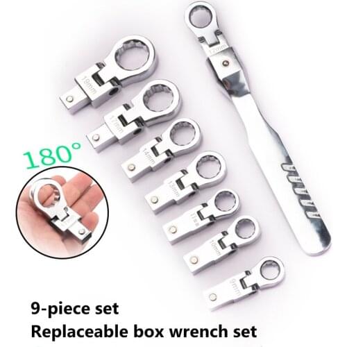 9PCS Universal Ratchet Wrench Automotive DIY 180 Degree Tools for Car Vehicle Auto Replacement Parts Hand Tool Manual Car Set
