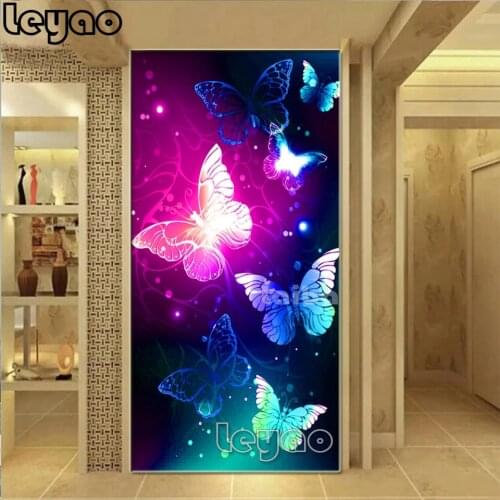 Diamond Embroidery Full Square/Round Diamond Painting 5D DIY Cross Stitch Abstract fluorescent butterfly landscape mosaic decor