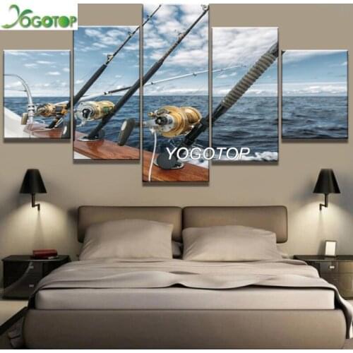 Diy Diamond Painting cross-stitch puzzle Full Drill Mosaic Diamant Embroidery Home Decor Fishing In The Sea 5 Pieces ML1170