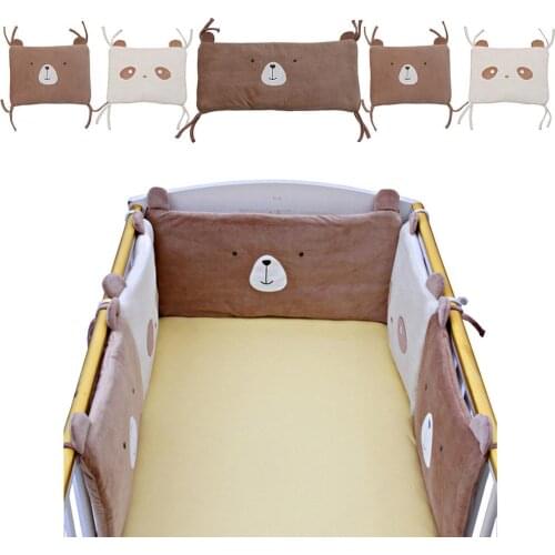 5Pcs/Set Infant Cartoon Crib Bumper Bed Protector Baby Kids Cotton Cot Nursery Bumper Baby Bed Anti-collision Bumper