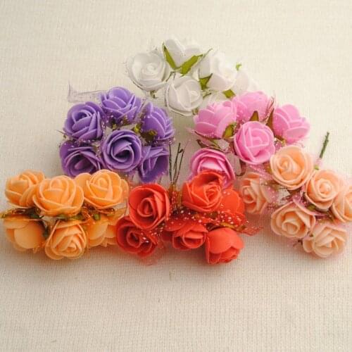 Free Shipping Foam Rose Flowers Mini artificial Flower Hand Made Scrapbooking Decor Small Wedding Bouquet