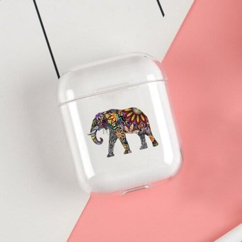 Colourful Elephant Art Cases For Apple AirPods 1 2 Case Clear Wireless Bluetooth Earphone Case Protective Shell