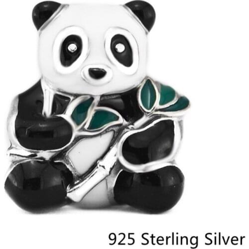 CKK Sweet Panda , Mixed-Enamel Charms 925 Sterling Silver Beads Original Jewelry Making Fits For Bracelets