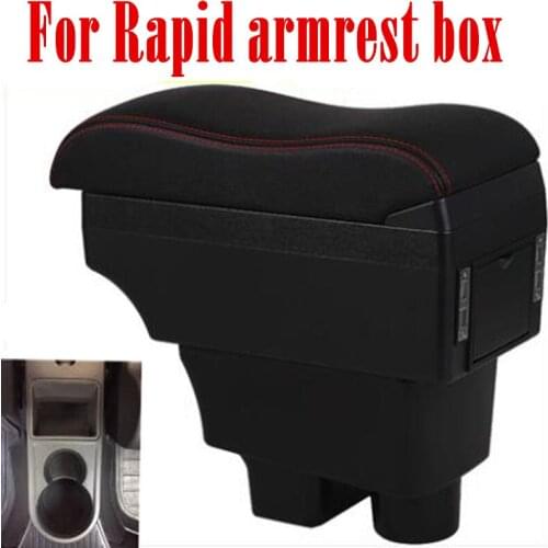For Rapid armrest box central Store content Storage Rapid school armrests box with cup holder ashtray USB interface