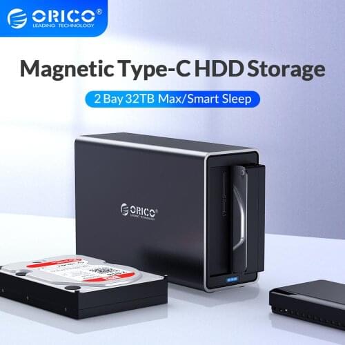 ORICO NS Series 3.5'' 2 Bay Type C HDD Docking Station Support 32TB USB3.1 5Gbps UASP HDD Case with 12V4A Adapter HDD Enclosure