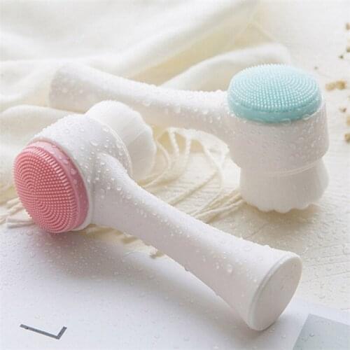 3D Face Cleaning Massage Face Wash Product Skin Care Tool Hot Double Side Silicone Face Cleansing Brush Size Portable
