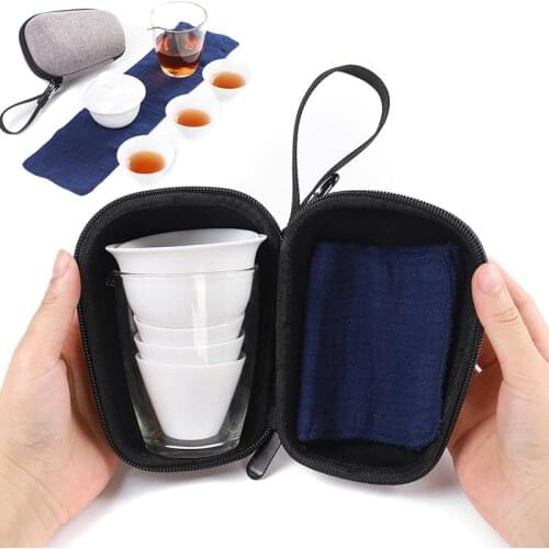 Chinese tea set Ceramic Portable Teapot Set Outdoor Travel Gaiwan Tea Cups of Tea Ceremony Teacup Fine Gift Free shipping